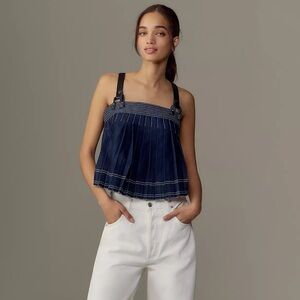 Pilcro Sleeveless Harness Denim Blouse